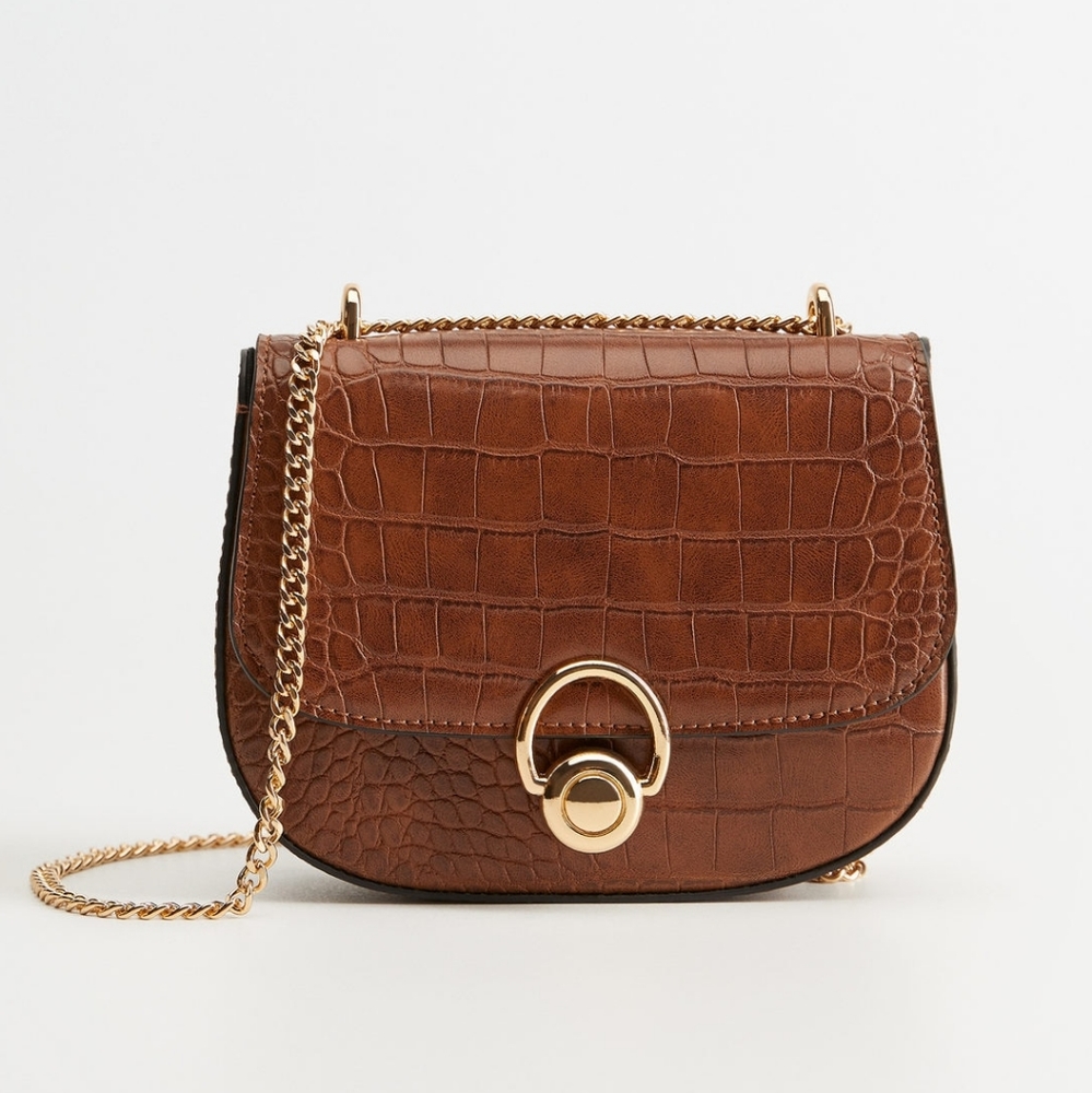 MANGO Croc embossed crossbody bag